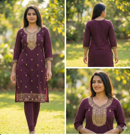 A deep teal blue pure cotton kurti