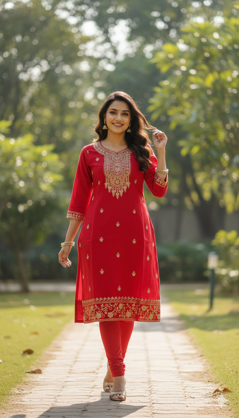 A deep teal blue pure cotton kurti